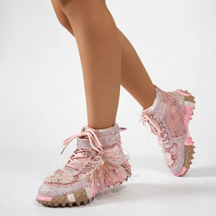 Fatina Rhinestone High-Top Sneakers