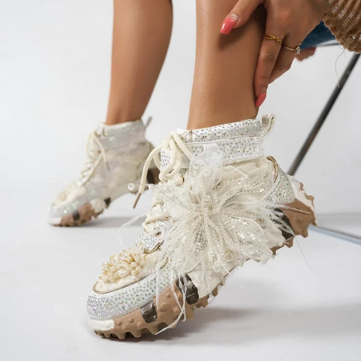 Fatina Rhinestone High-Top Sneakers