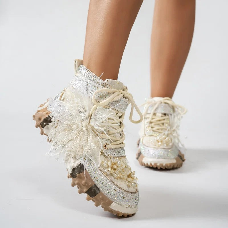 Fatina Rhinestone High-Top Sneakers