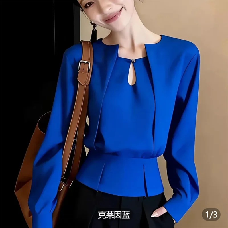 Serafina Keyhole Peplum Blouse