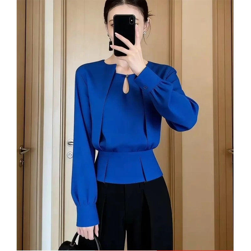 Serafina Keyhole Peplum Blouse