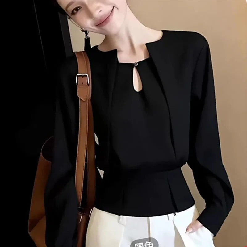Serafina Keyhole Peplum Blouse