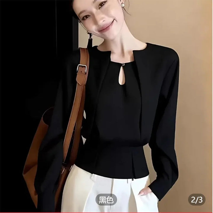 Serafina Keyhole Peplum Blouse
