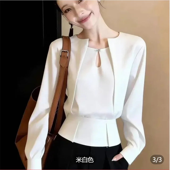 Serafina Keyhole Peplum Blouse