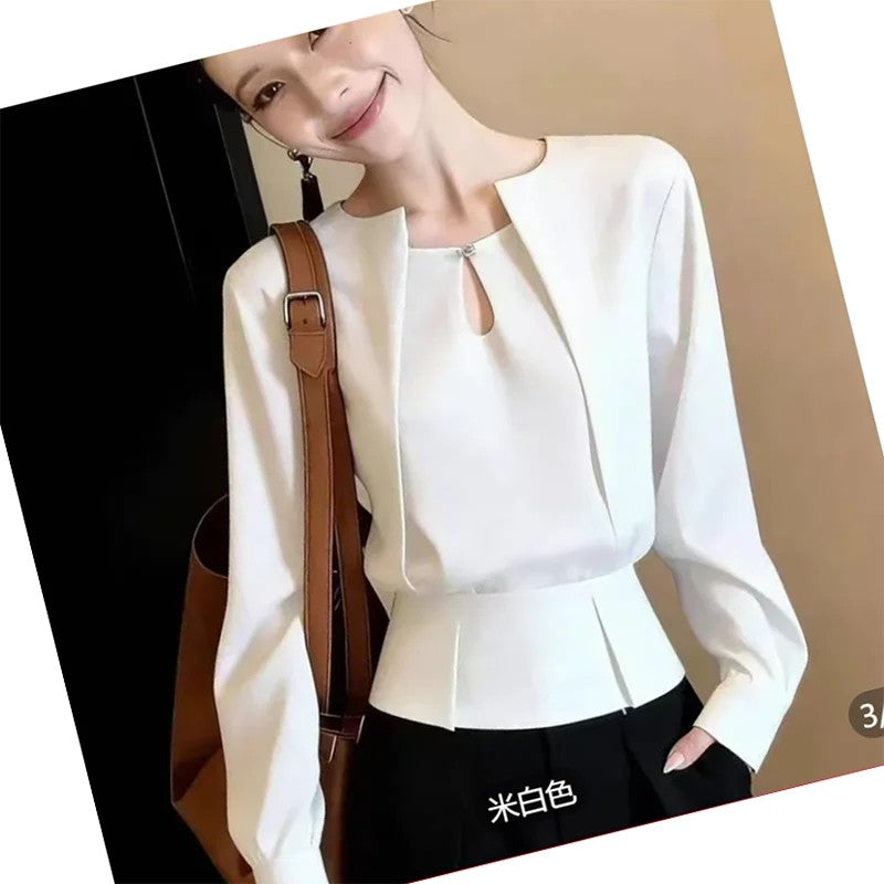 Serafina Keyhole Peplum Blouse