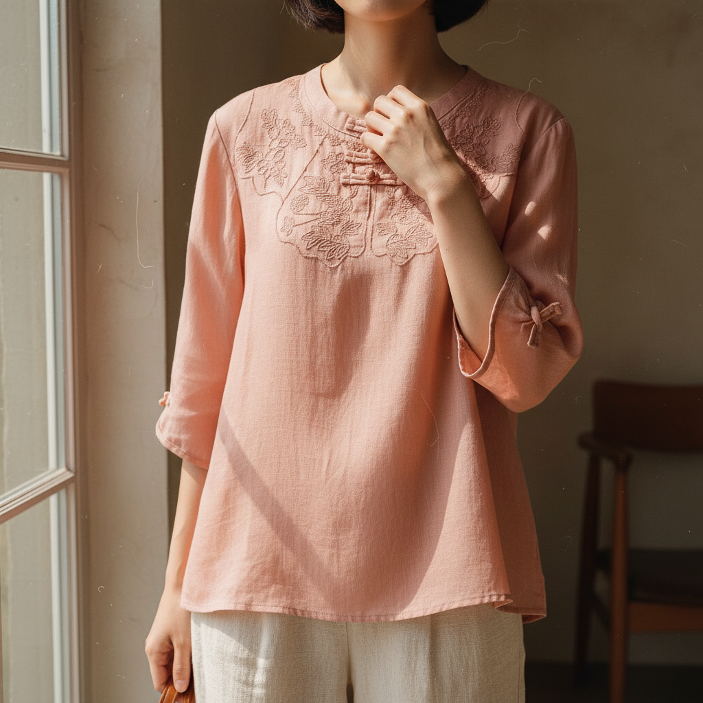 Jade Garden Linen Blouse