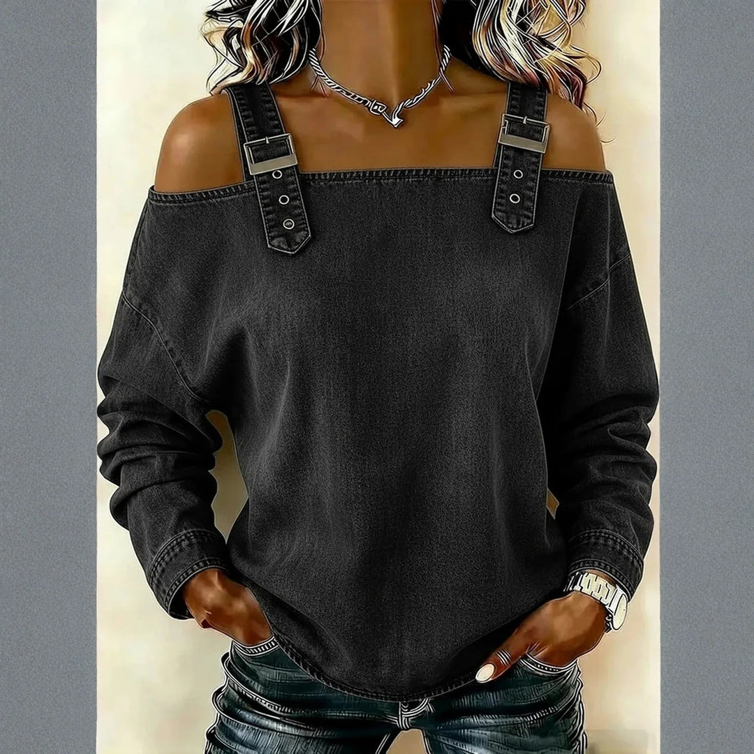 Harper Buckle Cold-Shoulder Top