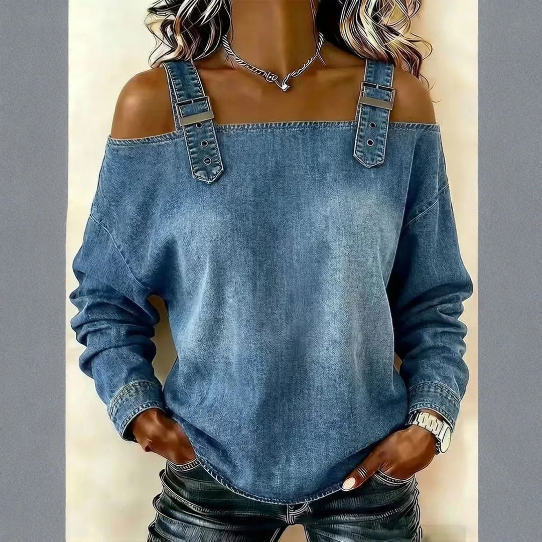 Harper Buckle Cold-Shoulder Top