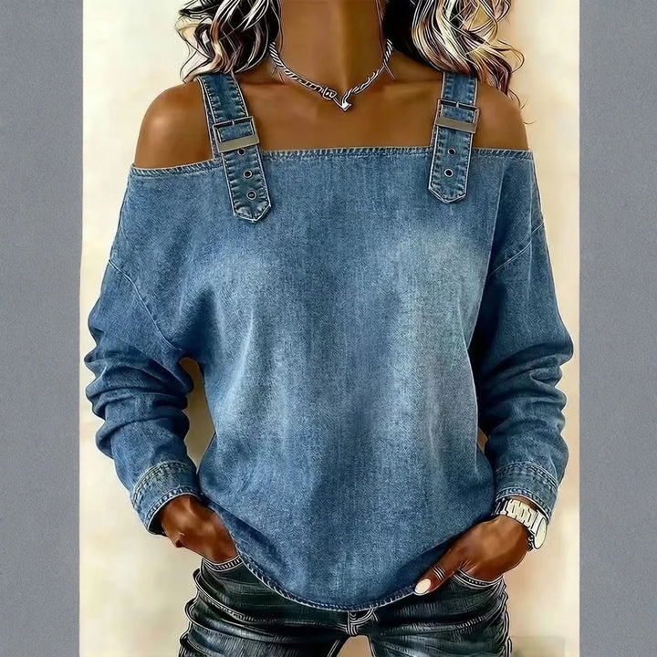 Harper Buckle Cold-Shoulder Top