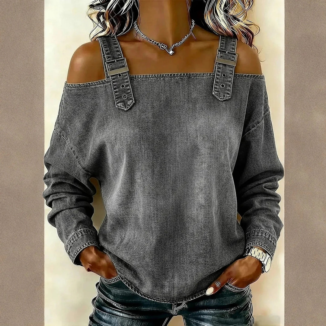 Harper Buckle Cold-Shoulder Top