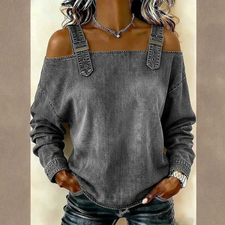 Harper Buckle Cold-Shoulder Top