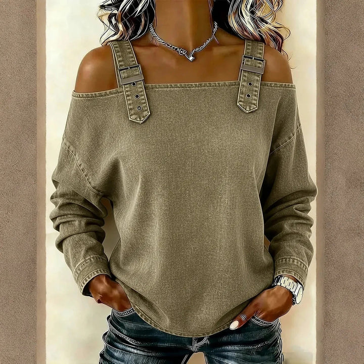 Harper Buckle Cold-Shoulder Top