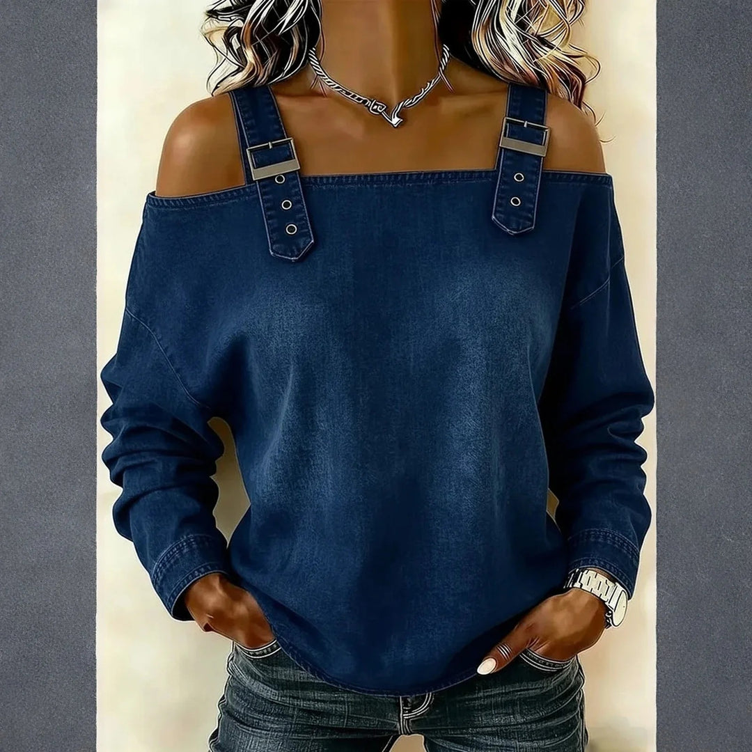 Harper Buckle Cold-Shoulder Top