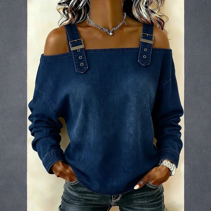 Harper Buckle Cold-Shoulder Top