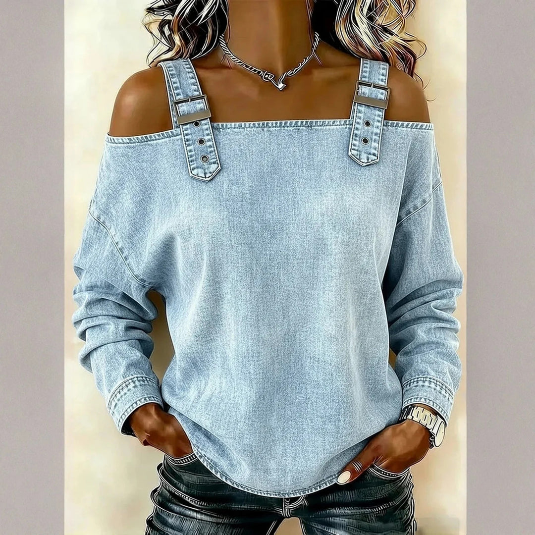 Harper Buckle Cold-Shoulder Top
