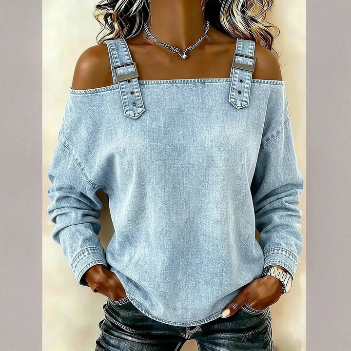 Harper Buckle Cold-Shoulder Top