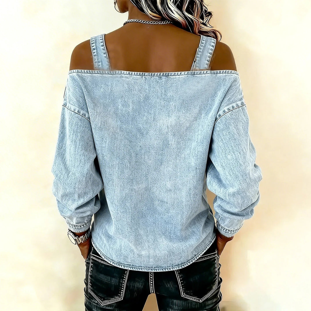 Harper Buckle Cold-Shoulder Top
