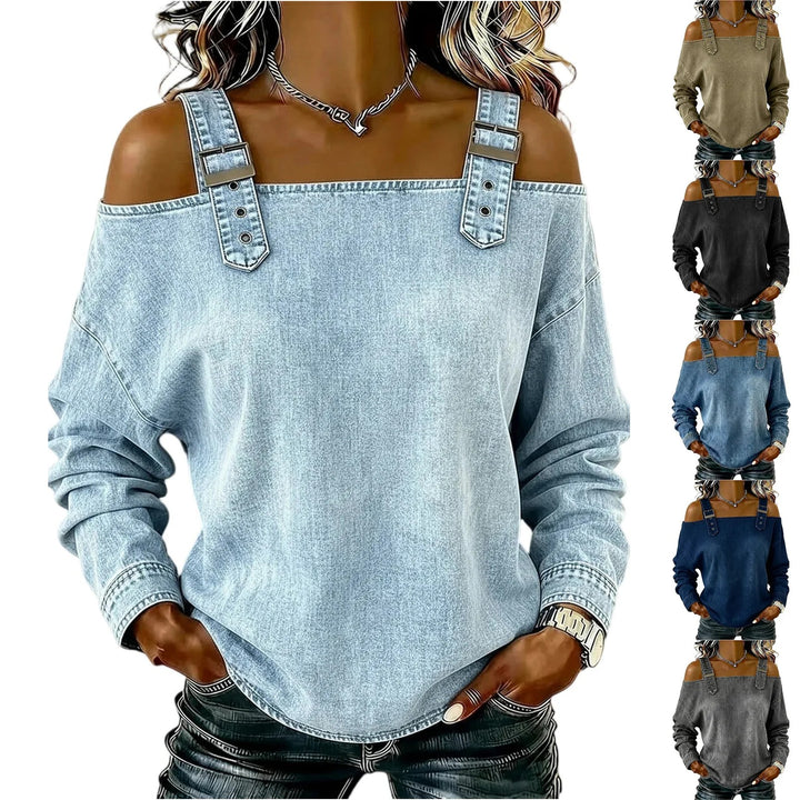 Harper Buckle Cold-Shoulder Top