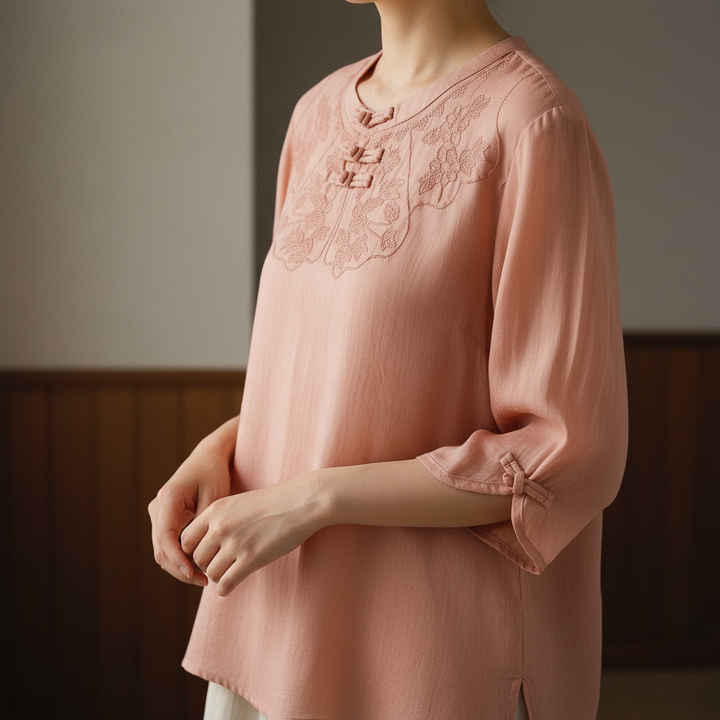 Jade Garden Linen Blouse