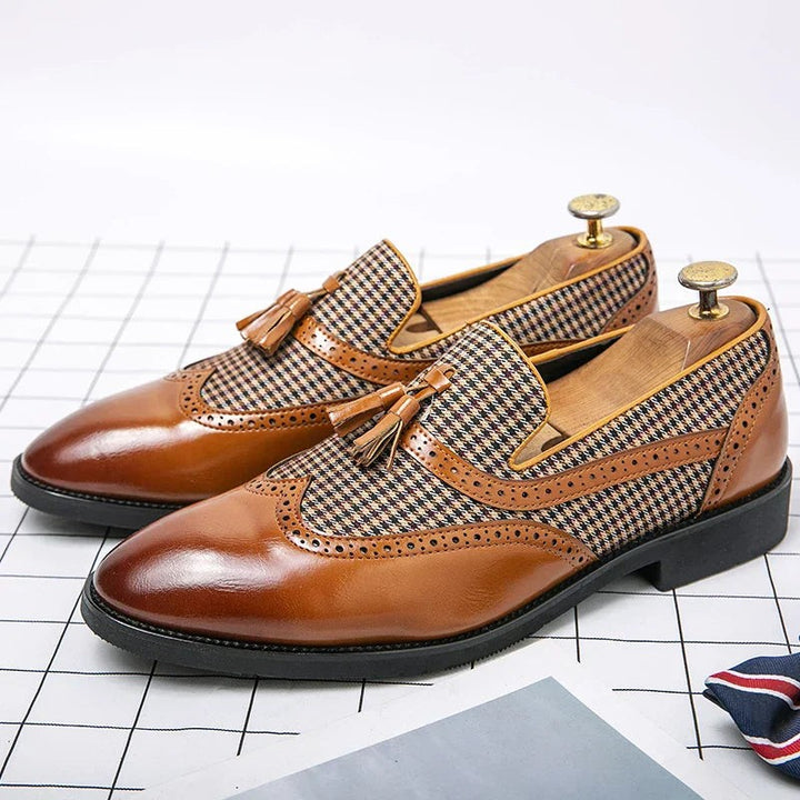 Aldrino Houndstooth Tassel Loafers