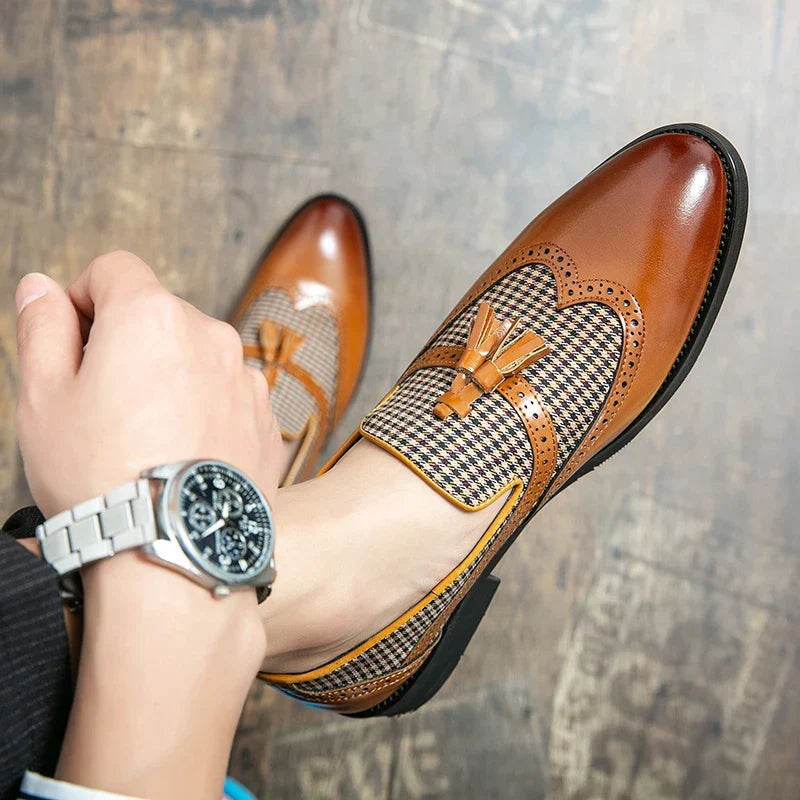 Aldrino Houndstooth Tassel Loafers