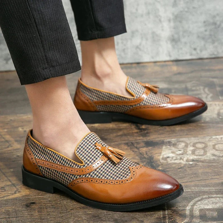 Aldrino Houndstooth Tassel Loafers