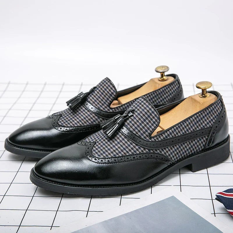 Aldrino Houndstooth Tassel Loafers