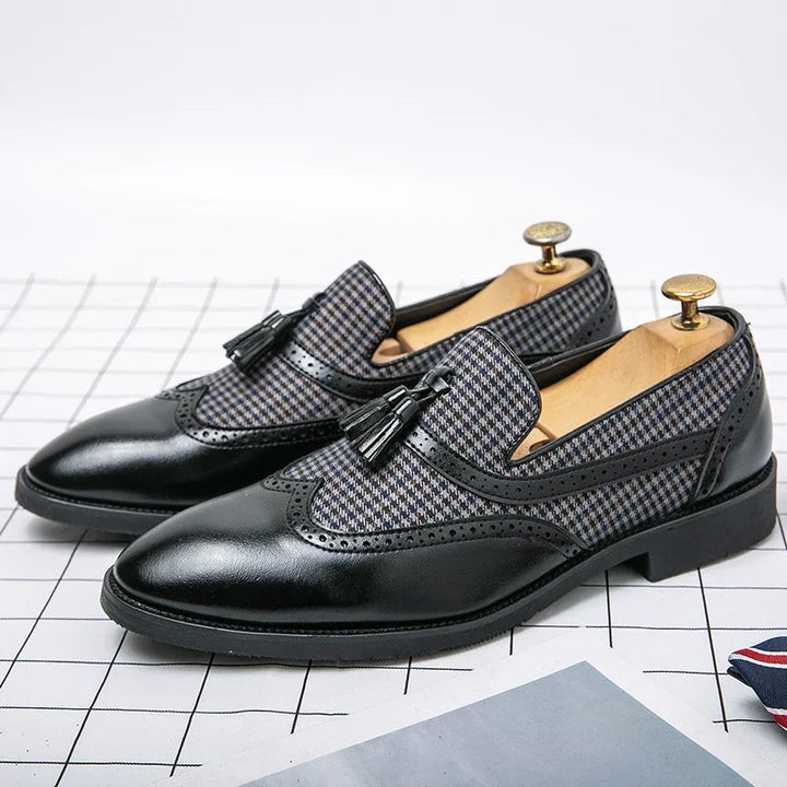 Aldrino Houndstooth Tassel Loafers