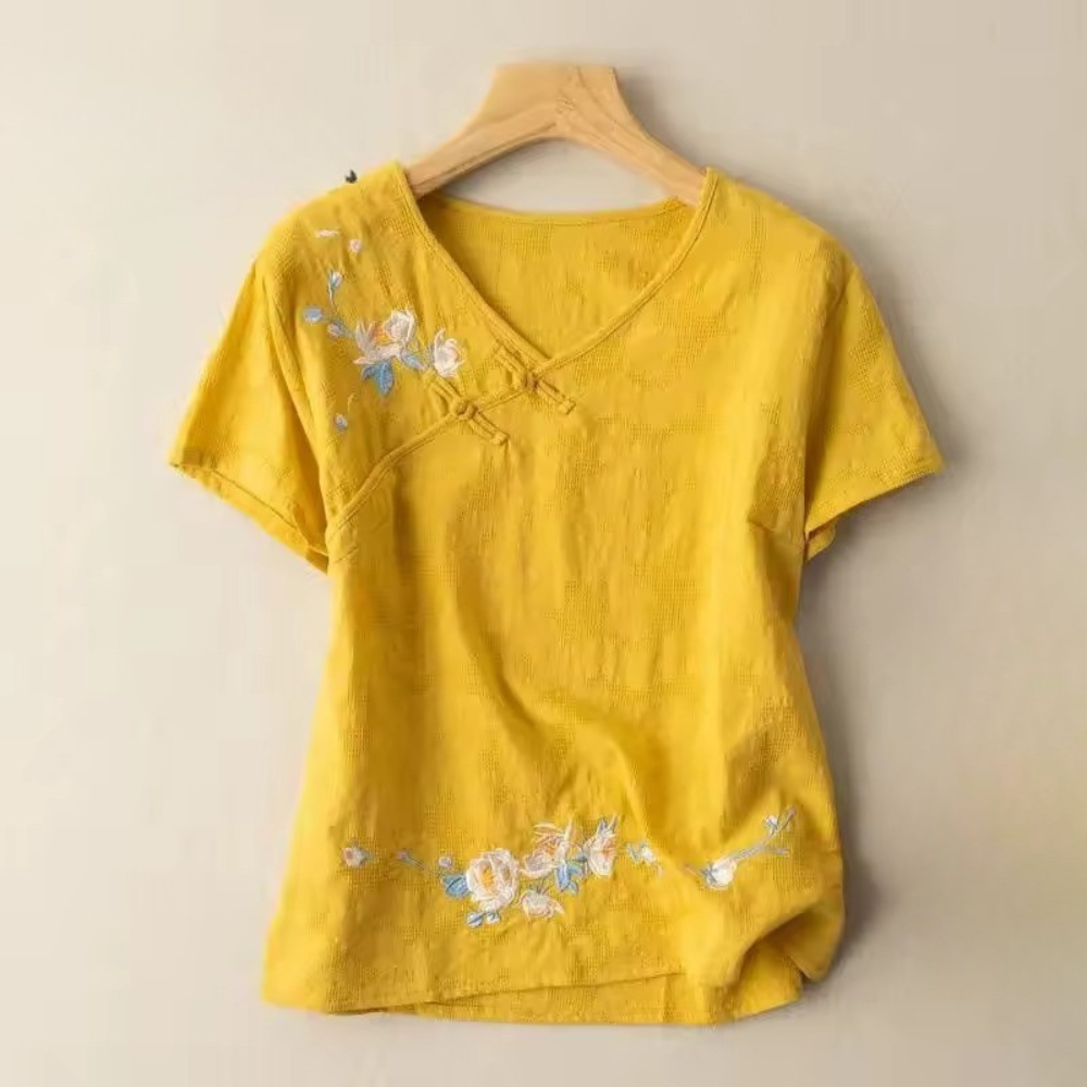 Anya Embroidered Linen Blouse