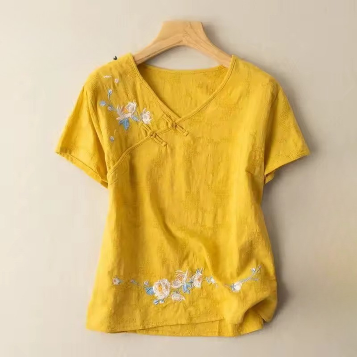 Anya Embroidered Linen Blouse