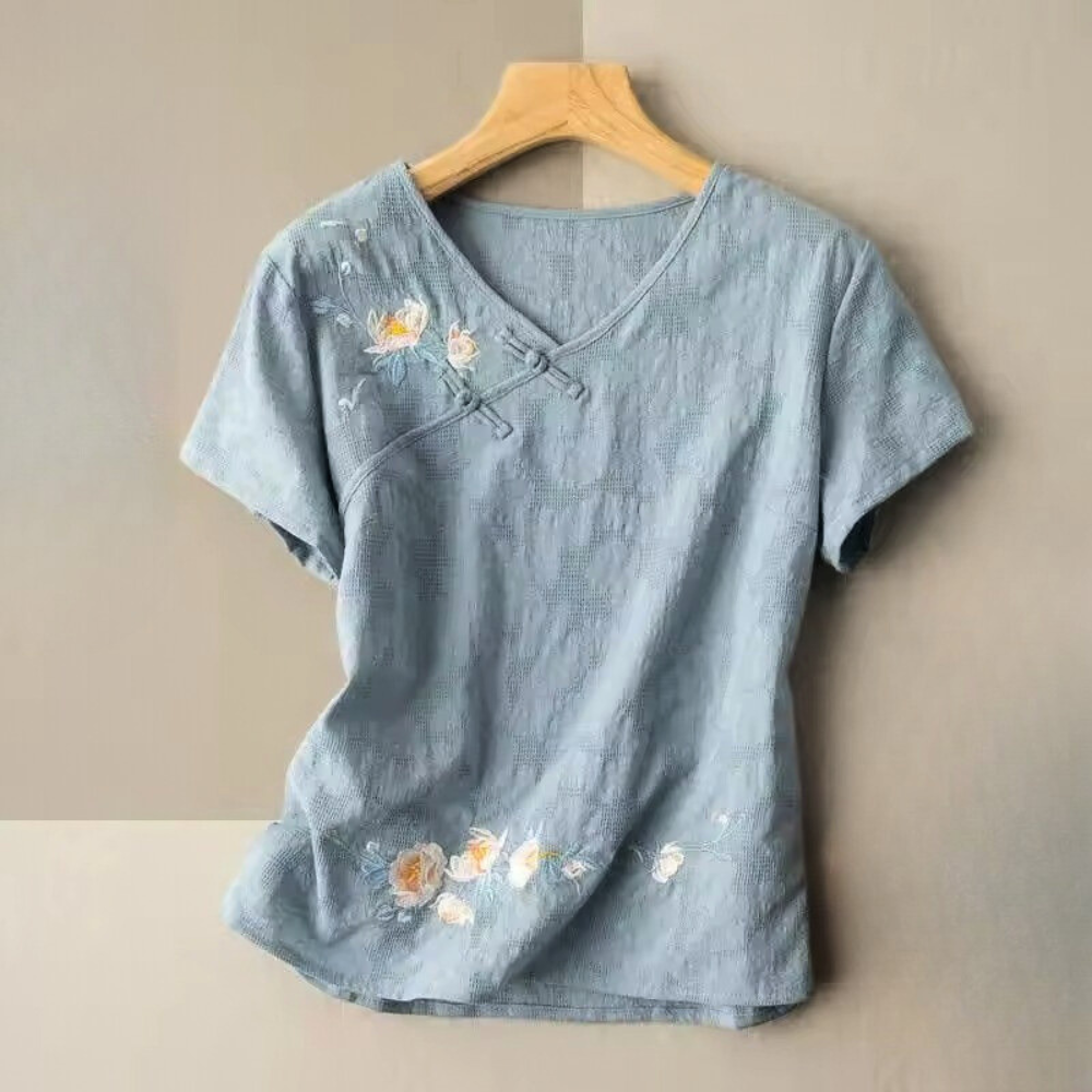 Anya Embroidered Linen Blouse