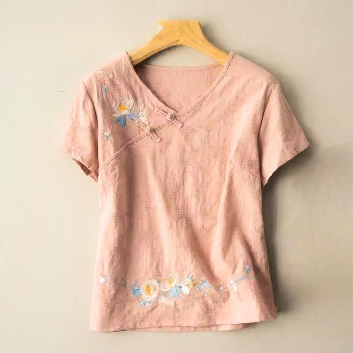 Anya Embroidered Linen Blouse