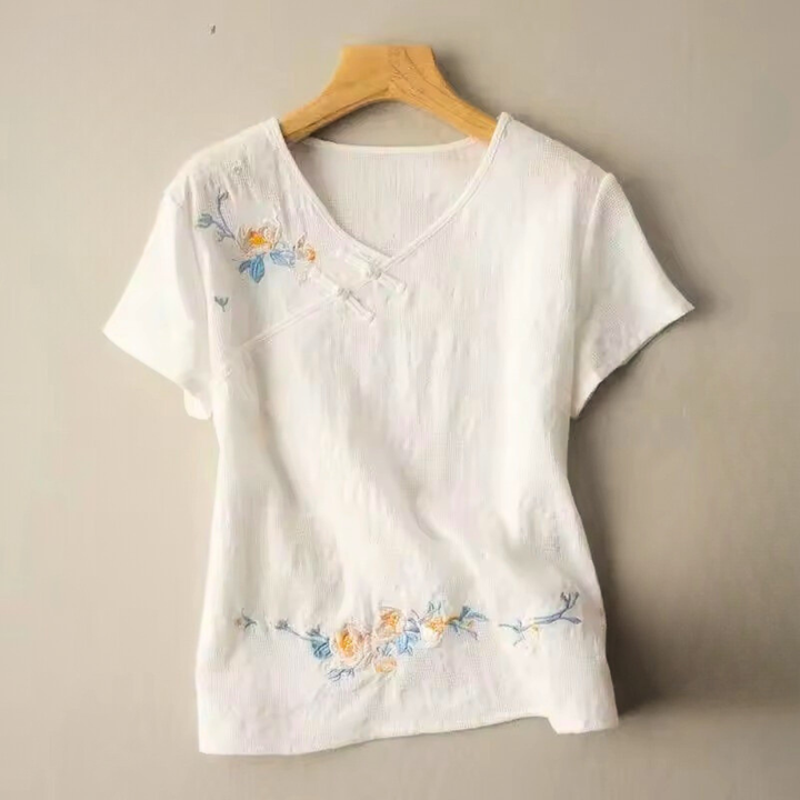 Anya Embroidered Linen Blouse