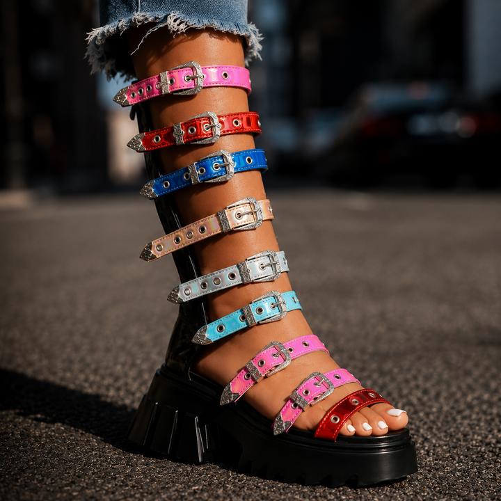 Arcobaleno Gladiator Platform Sandals