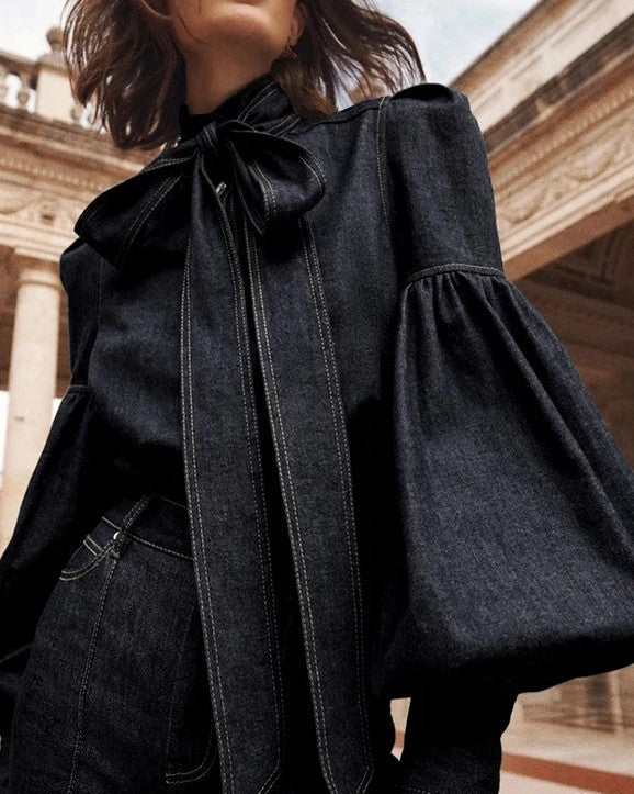 Aubryn Denim Knot Blouse