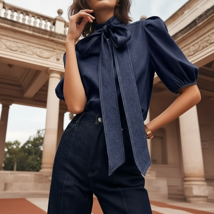 Aubryn Denim Knot Blouse