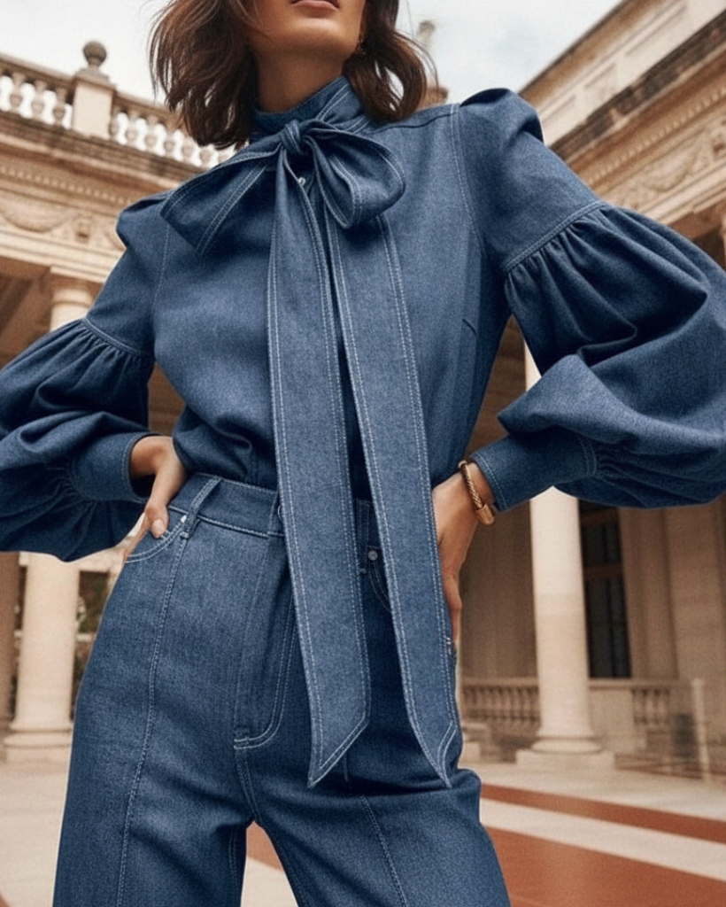 Aubryn Denim Knot Blouse