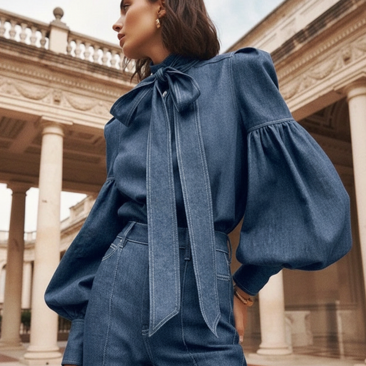 Aubryn Denim Knot Blouse