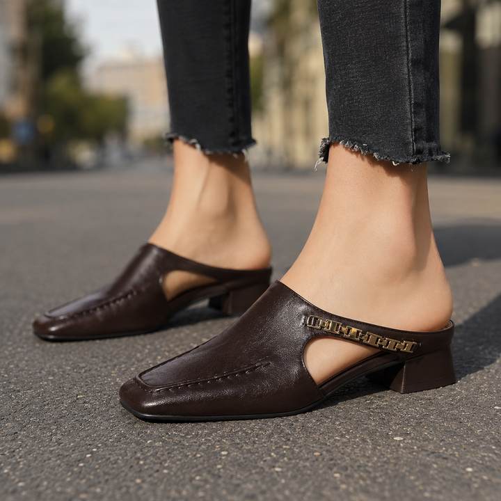 Catena Chain Leather Mules