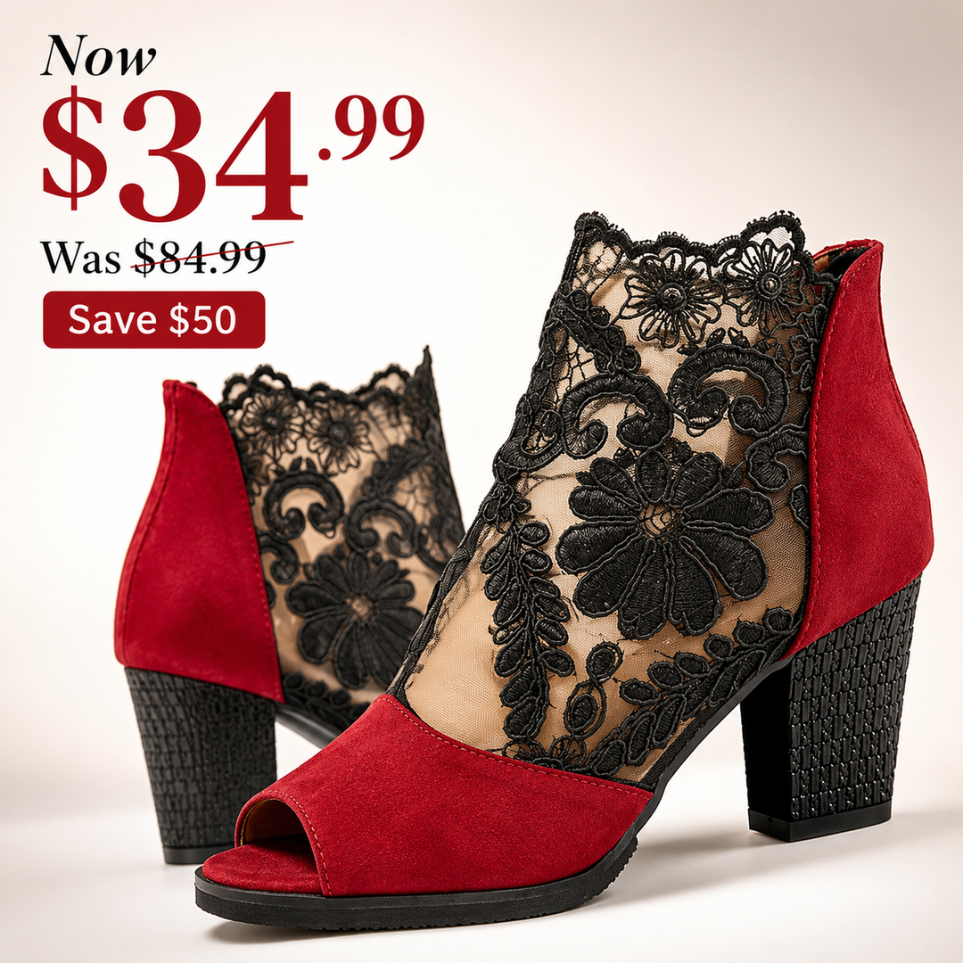Fiorella Lace Peep-Toe Booties