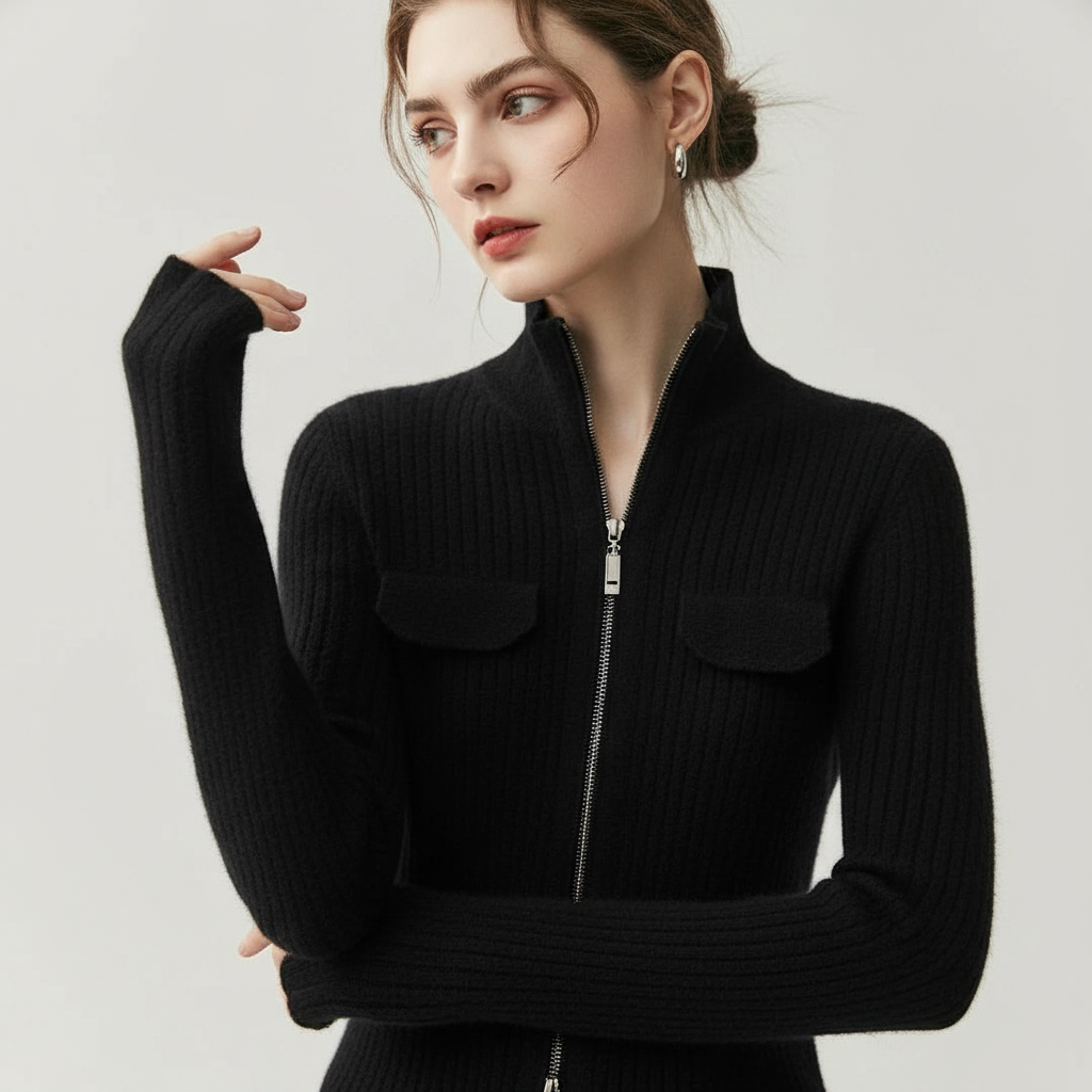 Colette Cashmere Rib Cardigan
