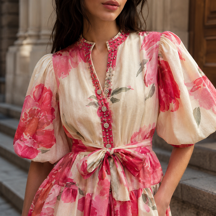 Giardino Puff-Sleeve Mini Dress