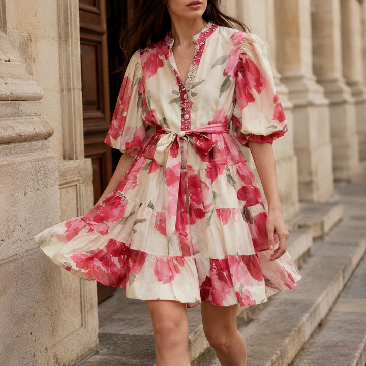 Giardino Puff-Sleeve Mini Dress