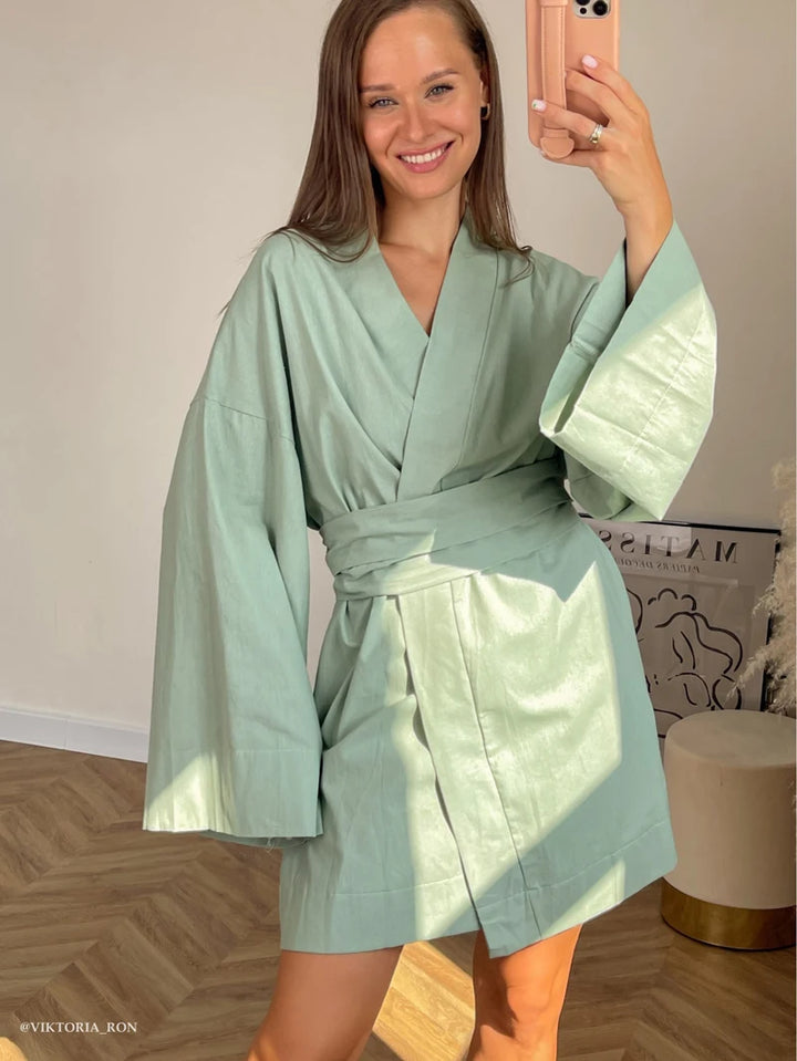 Amalfi Linen Wrap Robe