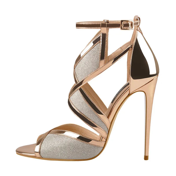 Sciantosa Glitter Cross-Strap Stilettos