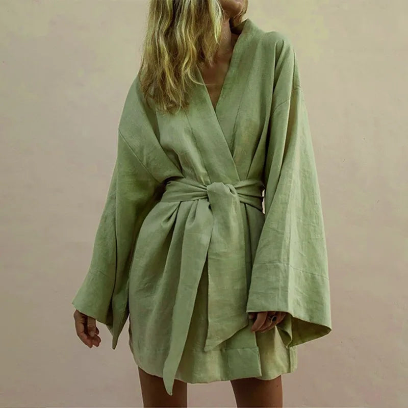Amalfi Linen Wrap Robe