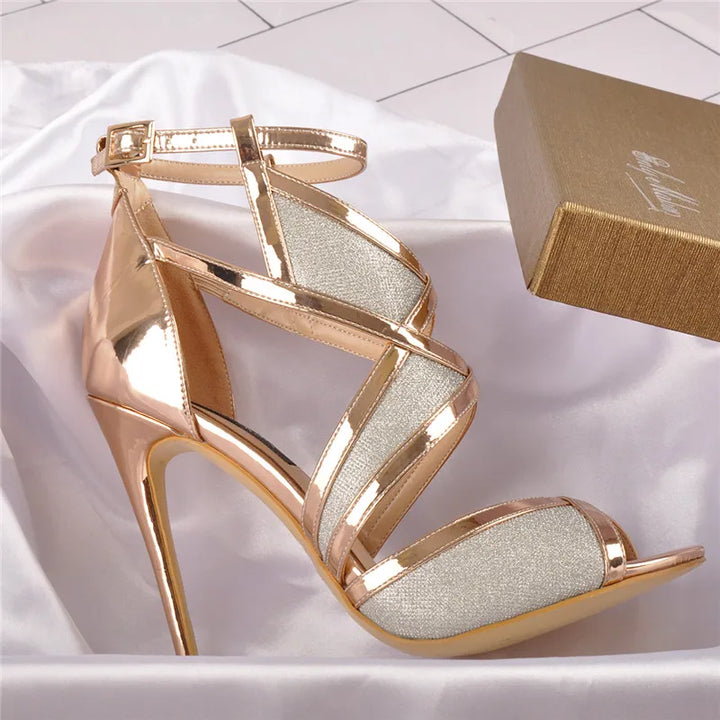 Sciantosa Glitter Cross-Strap Stilettos