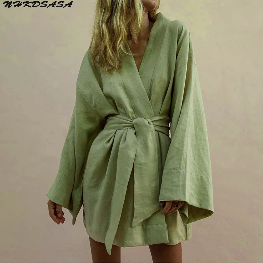 Amalfi Linen Wrap Robe