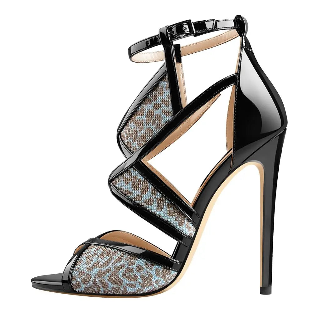Sciantosa Glitter Cross-Strap Stilettos