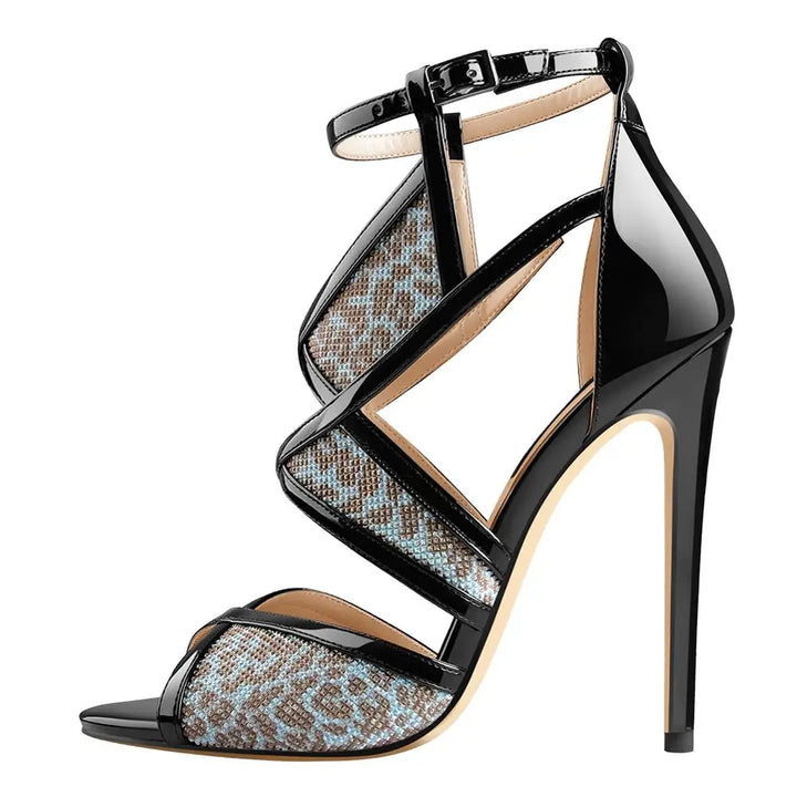 Sciantosa Glitter Cross-Strap Stilettos